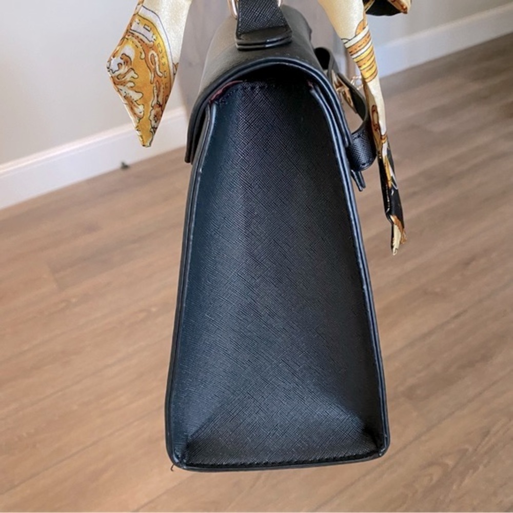 NEW! BUNDLE Scarf Handled Satchel With Crossbody Strap & Matching Wallet Black - Picture 13 of 15